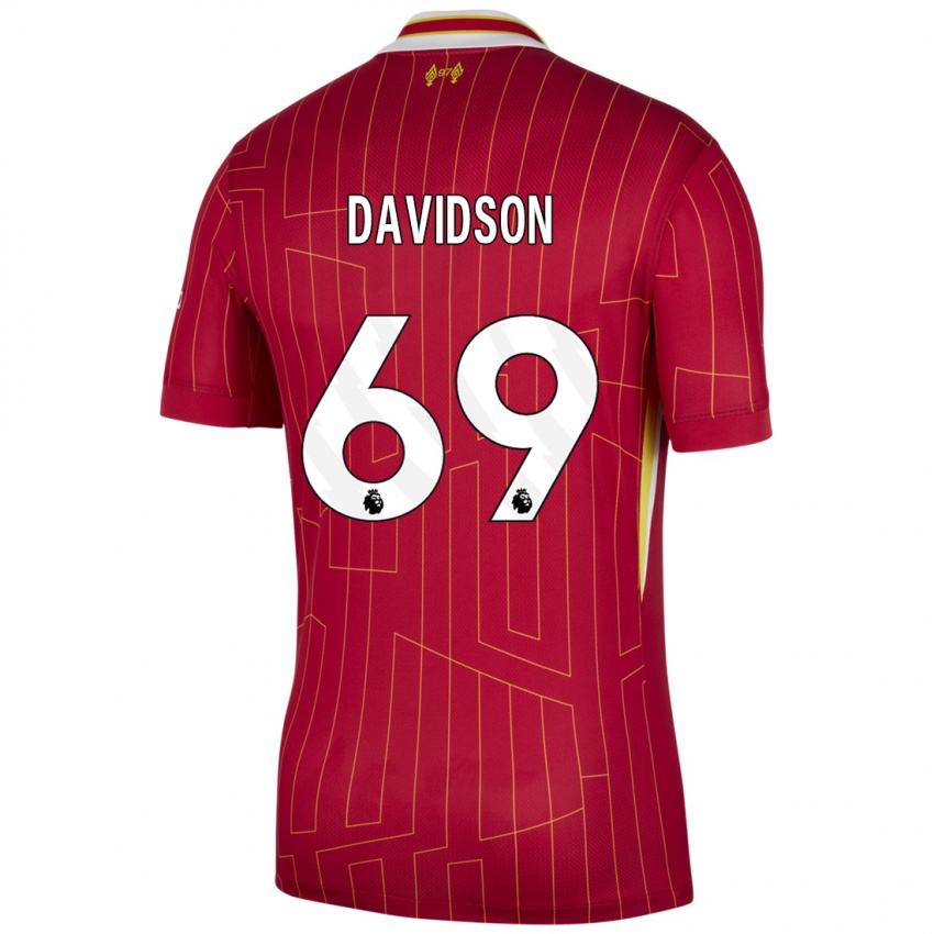 Niño Camiseta Josh Davidson #69 Rojo Amarillo Blanco 1ª Equipación 2024/25 La Camisa