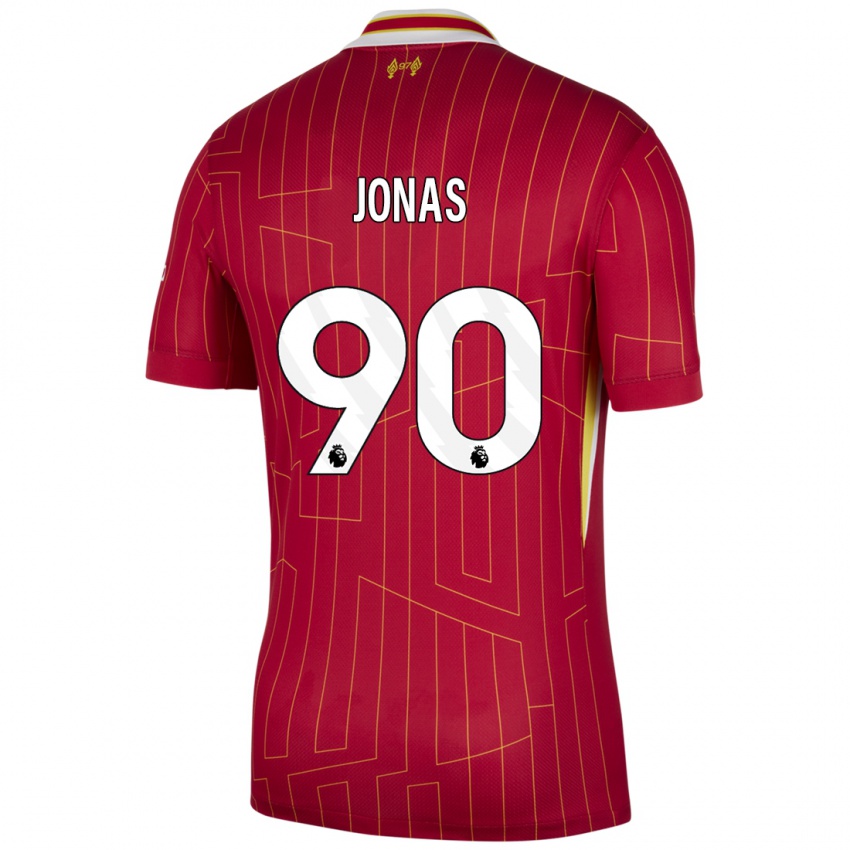 Niño Camiseta Lee Jonas #90 Rojo Amarillo Blanco 1ª Equipación 2024/25 La Camisa