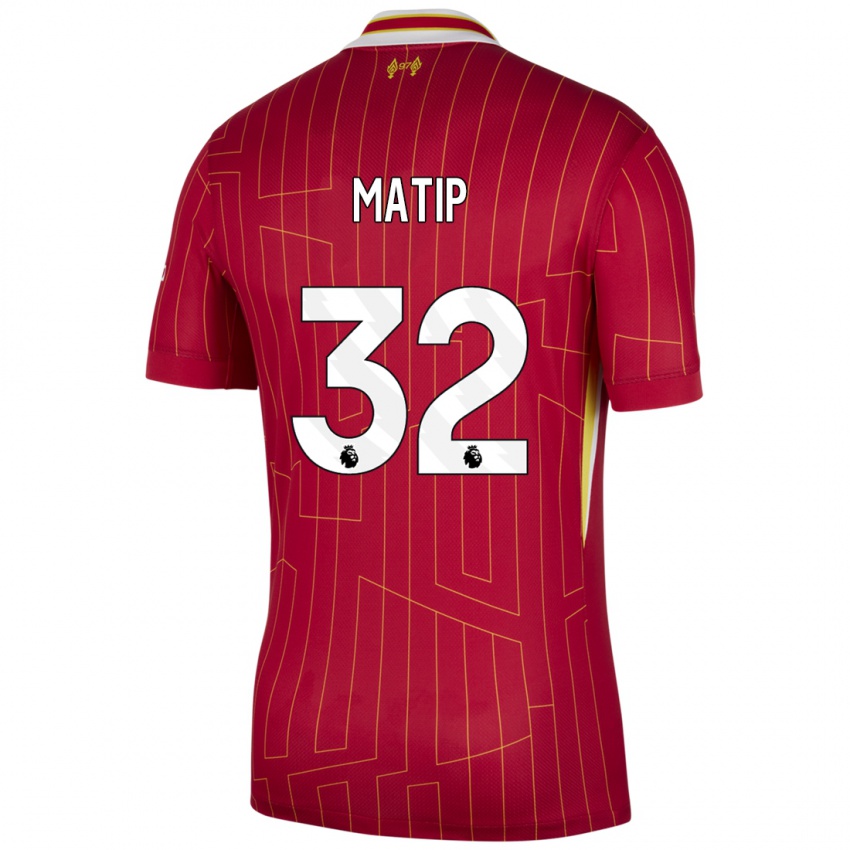 Niño Camiseta Joel Matip #32 Rojo Amarillo Blanco 1ª Equipación 2024/25 La Camisa