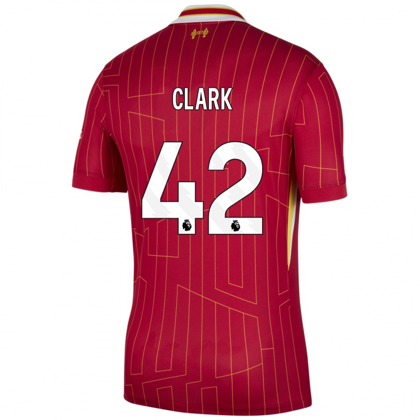 Niño Camiseta Bobby Clark #42 Rojo Amarillo Blanco 1ª Equipación 2024/25 La Camisa