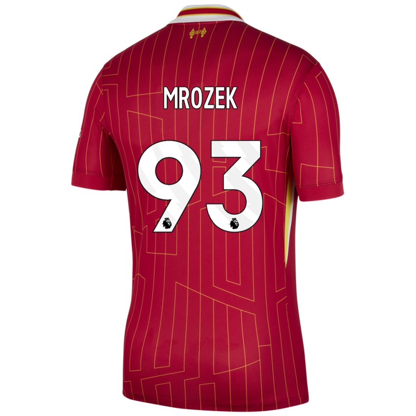 Niño Camiseta Fabian Mrozek #93 Rojo Amarillo Blanco 1ª Equipación 2024/25 La Camisa