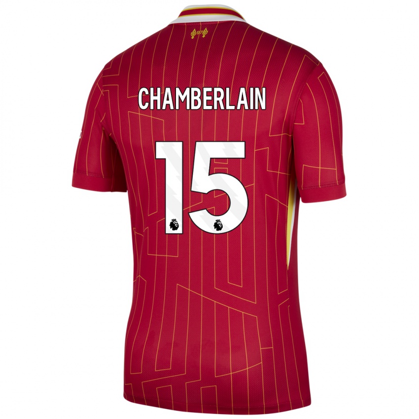 Niño Camiseta Alex Oxlade Chamberlain #15 Rojo Amarillo Blanco 1ª Equipación 2024/25 La Camisa