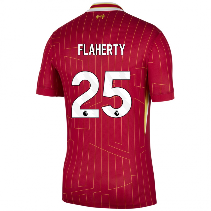 Niño Camiseta Gilly Flaherty #25 Rojo Amarillo Blanco 1ª Equipación 2024/25 La Camisa