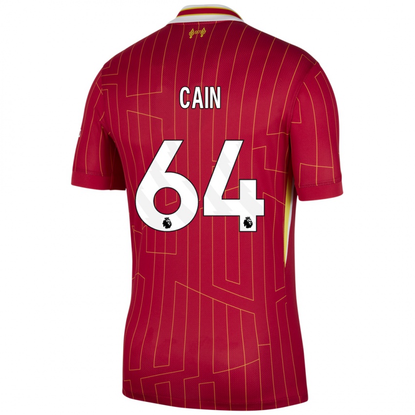 Niño Camiseta Jake Cain #64 Rojo Amarillo Blanco 1ª Equipación 2024/25 La Camisa