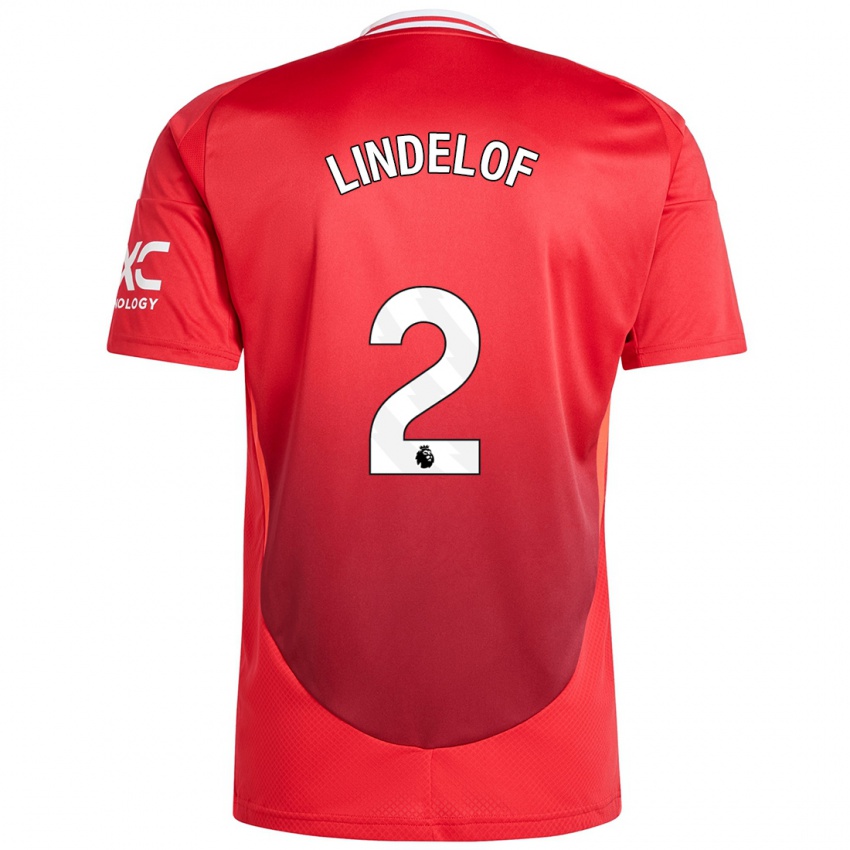 Niño Camiseta Victor Lindelof #2 Rojo Brillante 1ª Equipación 2024/25 La Camisa