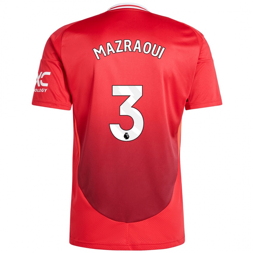 Niño Camiseta Noussair Mazraoui #3 Rojo Brillante 1ª Equipación 2024/25 La Camisa