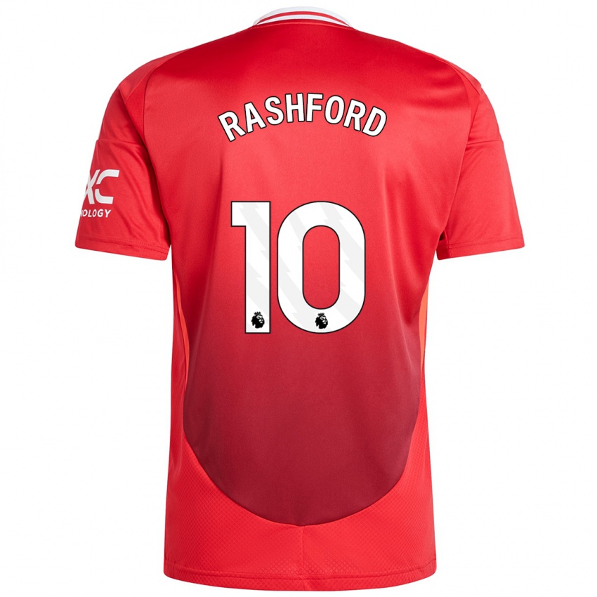 Niño Camiseta Marcus Rashford #10 Rojo Brillante 1ª Equipación 2024/25 La Camisa