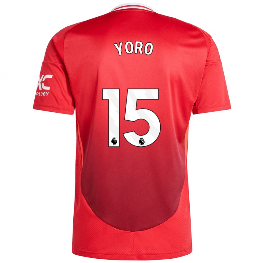 Niño Camiseta Leny Yoro #15 Rojo Brillante 1ª Equipación 2024/25 La Camisa