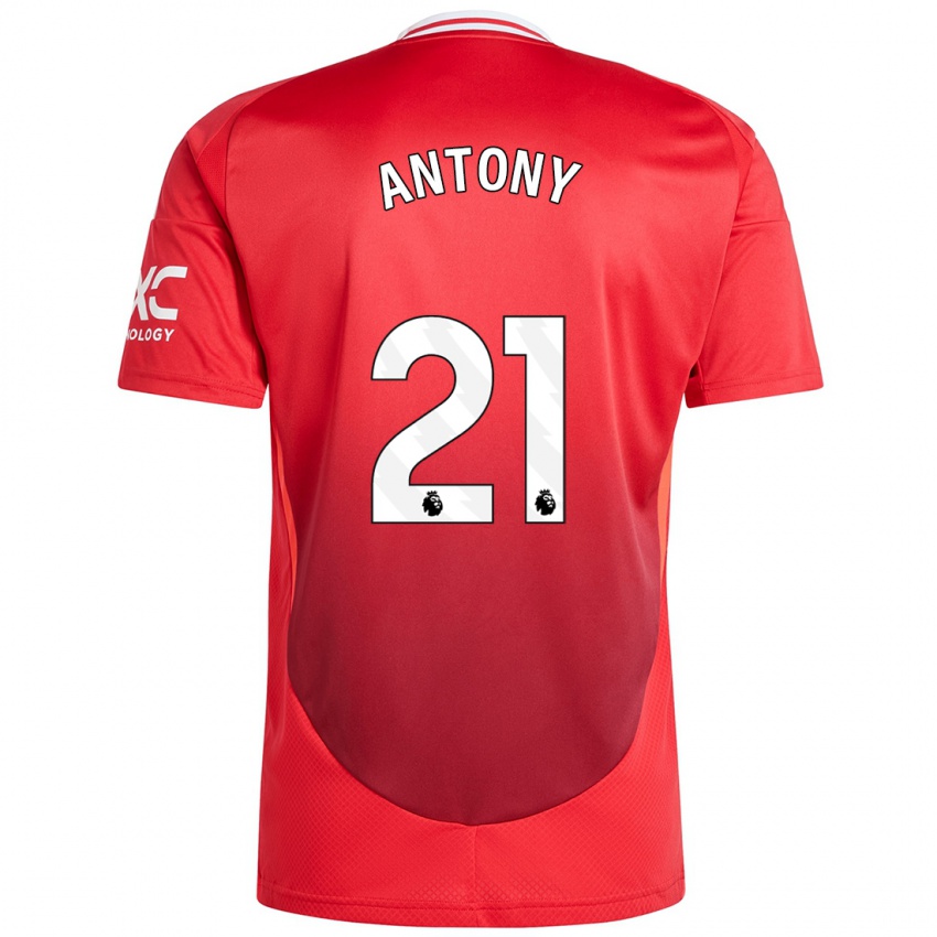 Niño Camiseta Antony #21 Rojo Brillante 1ª Equipación 2024/25 La Camisa