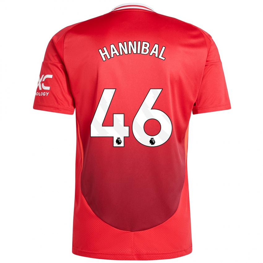 Niño Camiseta Hannibal Mejbri #46 Rojo Brillante 1ª Equipación 2024/25 La Camisa