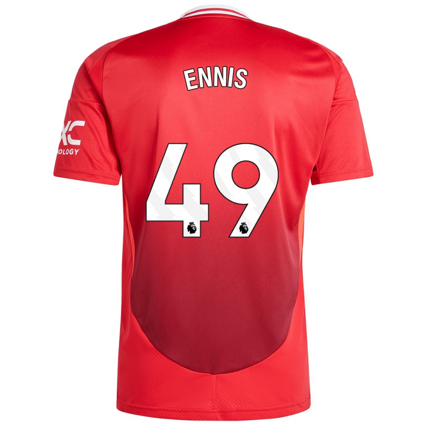 Niño Camiseta Ethan Ennis #49 Rojo Brillante 1ª Equipación 2024/25 La Camisa