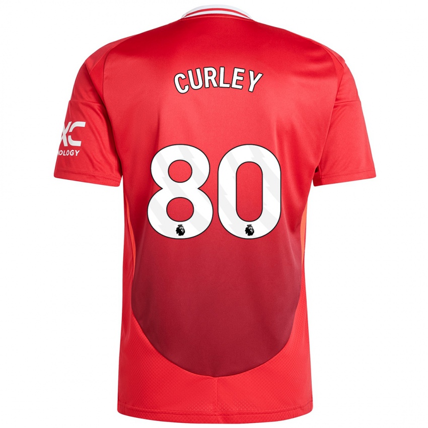 Niño Camiseta Ruben Curley #80 Rojo Brillante 1ª Equipación 2024/25 La Camisa