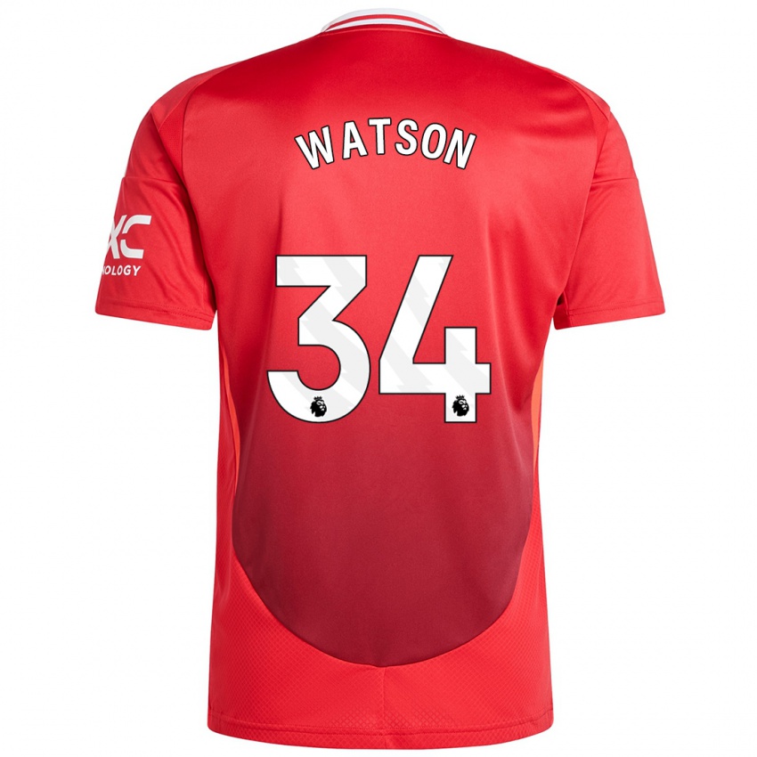 Niño Camiseta Emma Watson #34 Rojo Brillante 1ª Equipación 2024/25 La Camisa