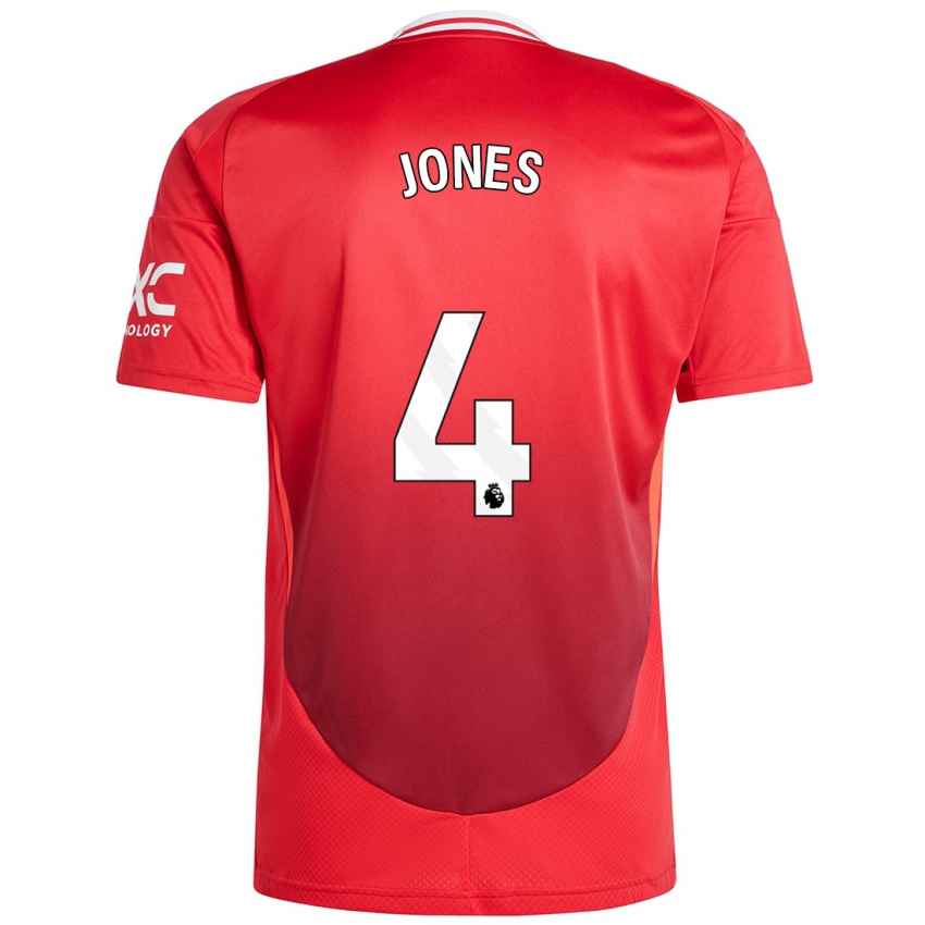 Niño Camiseta Phil Jones #4 Rojo Brillante 1ª Equipación 2024/25 La Camisa