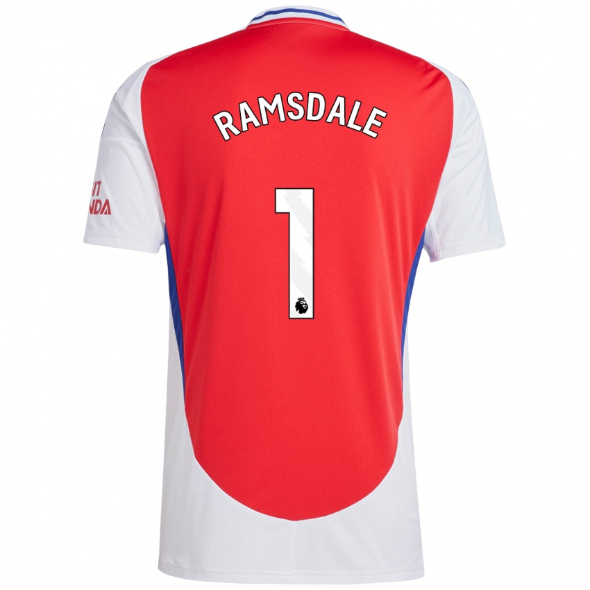 Niño Camiseta Aaron Ramsdale #1 Rojo Blanco 1ª Equipación 2024/25 La Camisa