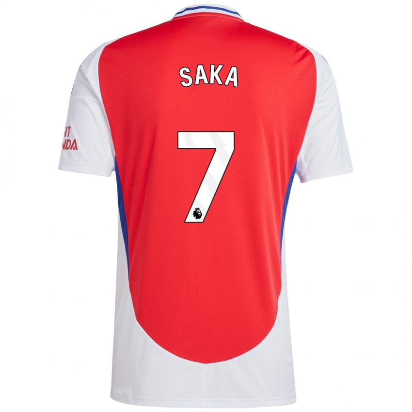 Niño Camiseta Bukayo Saka #7 Rojo Blanco 1ª Equipación 2024/25 La Camisa