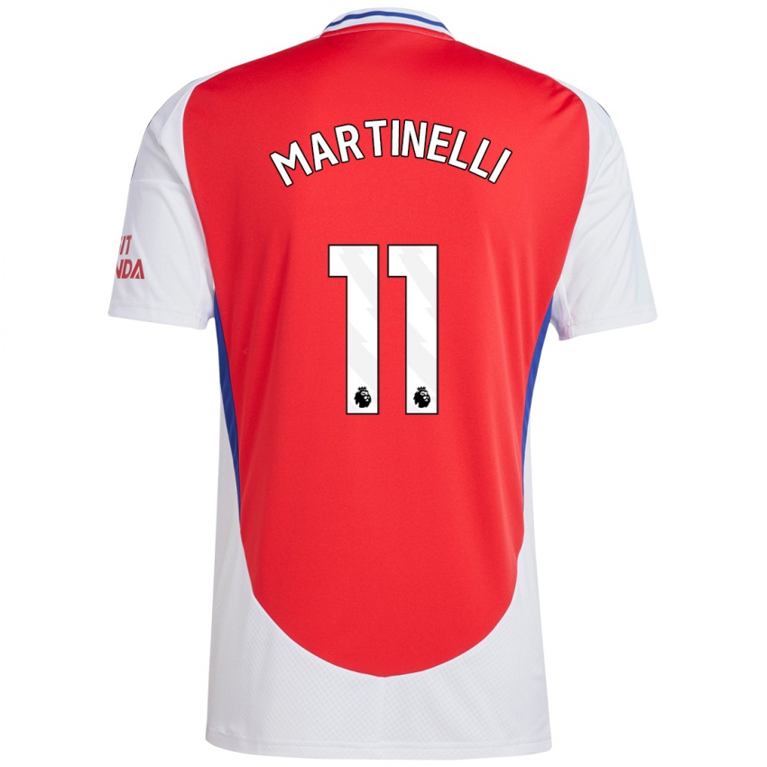 Niño Camiseta Gabriel Martinelli #11 Rojo Blanco 1ª Equipación 2024/25 La Camisa