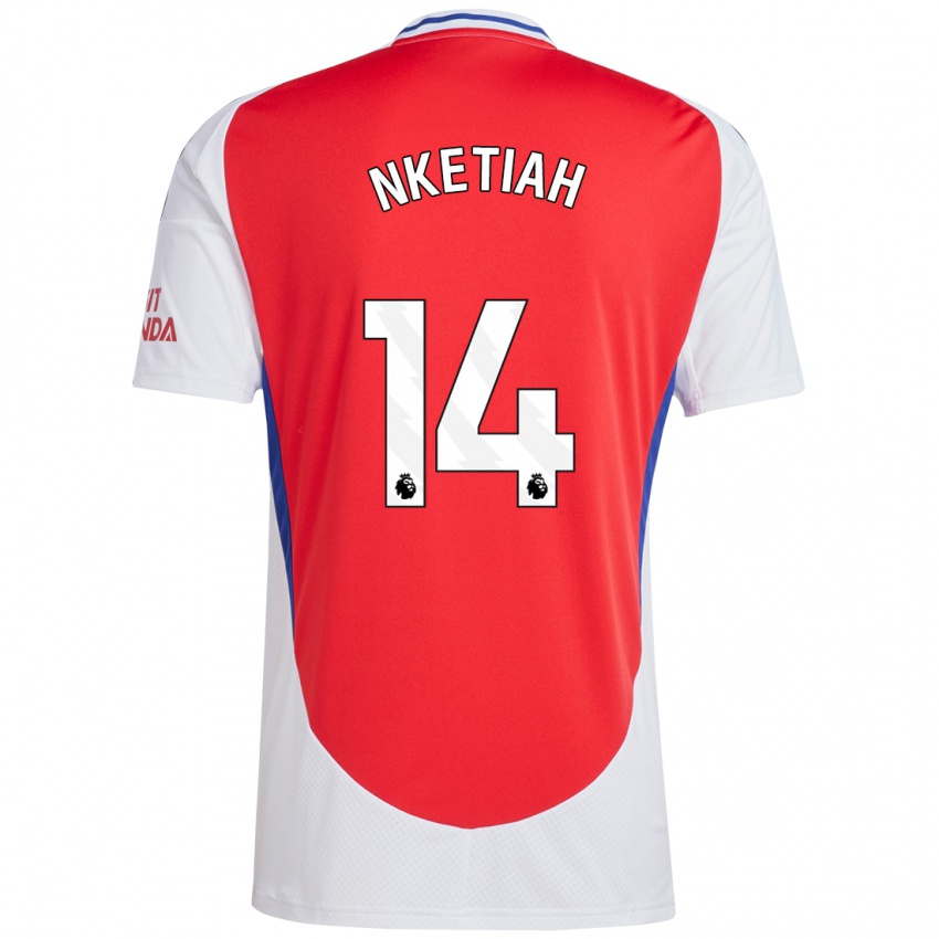 Niño Camiseta Eddie Nketiah #14 Rojo Blanco 1ª Equipación 2024/25 La Camisa