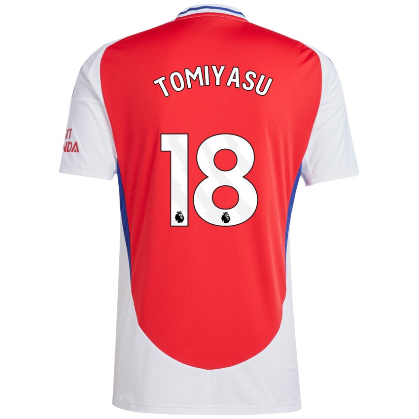 Niño Camiseta Takehiro Tomiyasu #18 Rojo Blanco 1ª Equipación 2024/25 La Camisa