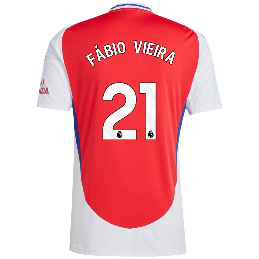 Niño Camiseta Fabio Vieira #21 Rojo Blanco 1ª Equipación 2024/25 La Camisa