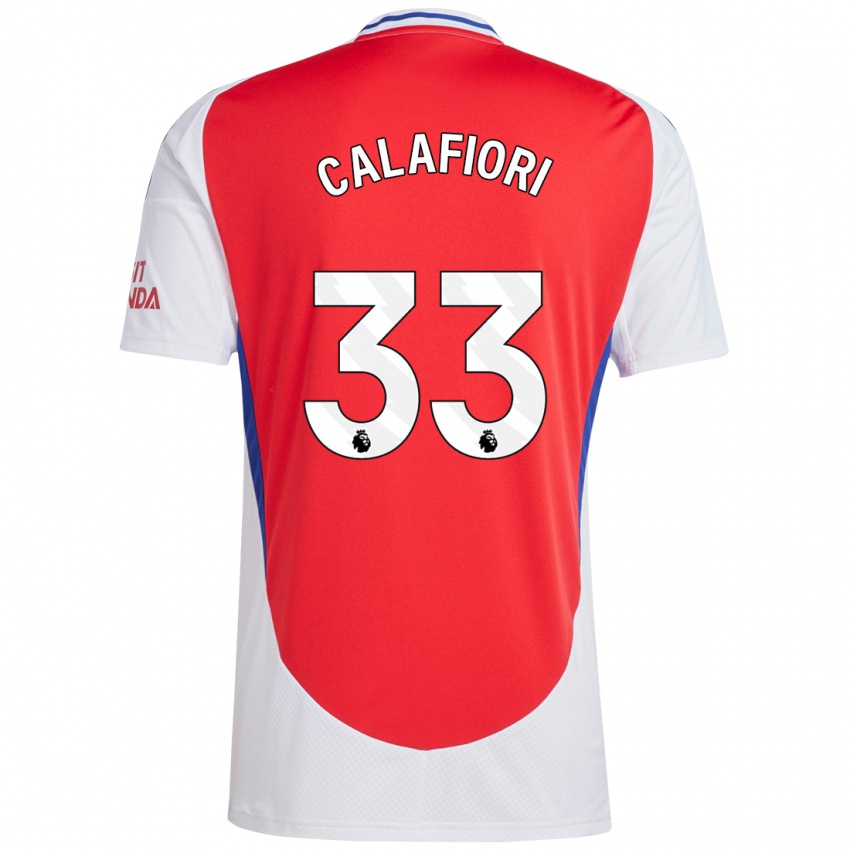 Niño Camiseta Riccardo Calafiori #33 Rojo Blanco 1ª Equipación 2024/25 La Camisa