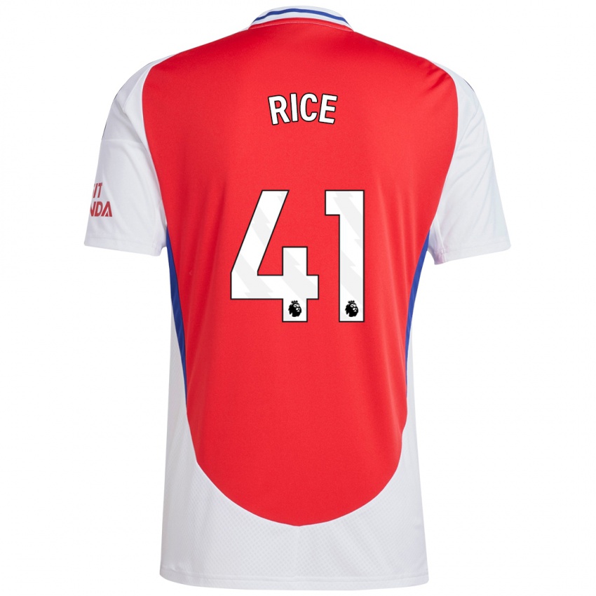 Niño Camiseta Declan Rice #41 Rojo Blanco 1ª Equipación 2024/25 La Camisa