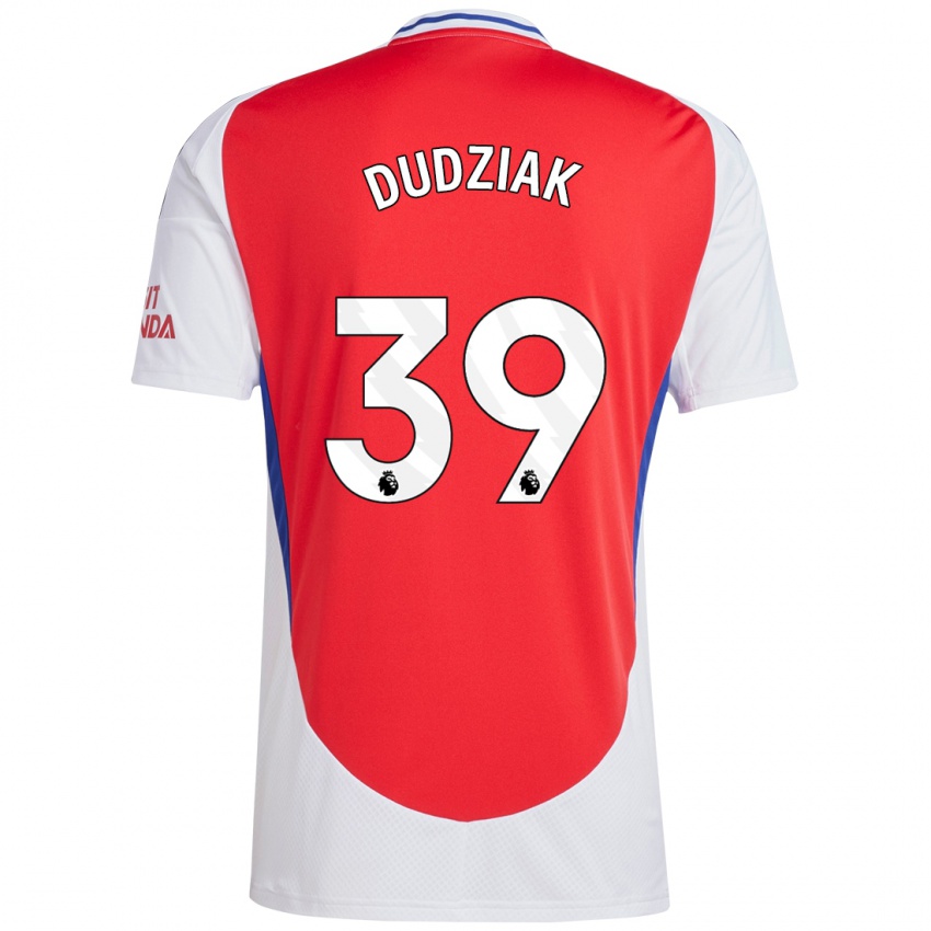 Niño Camiseta Harrison Dudziak #39 Rojo Blanco 1ª Equipación 2024/25 La Camisa