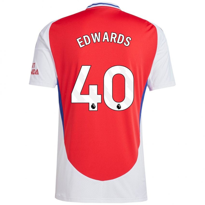 Niño Camiseta Khayon Edwards #40 Rojo Blanco 1ª Equipación 2024/25 La Camisa