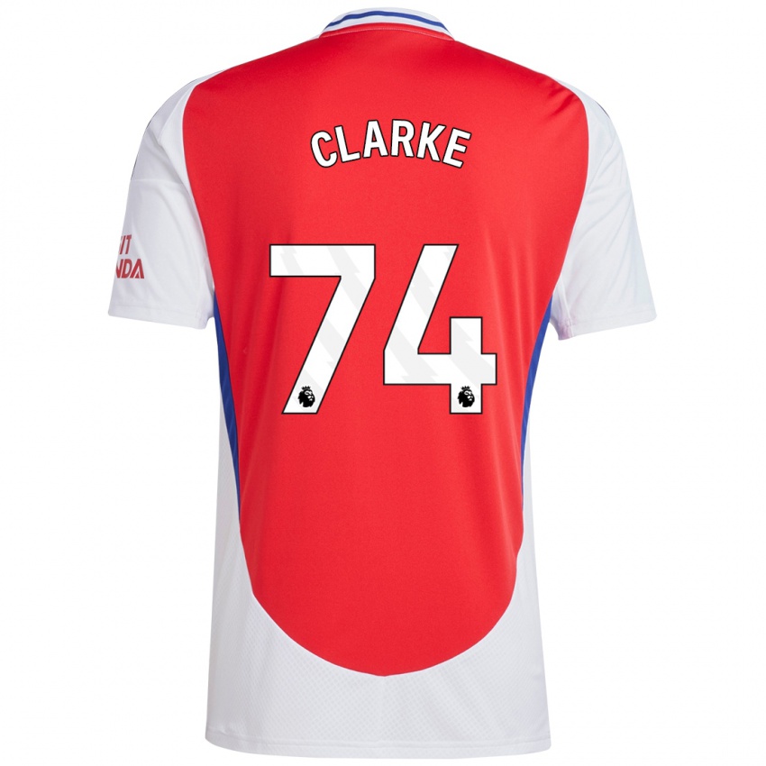 Niño Camiseta Brayden Clarke #74 Rojo Blanco 1ª Equipación 2024/25 La Camisa