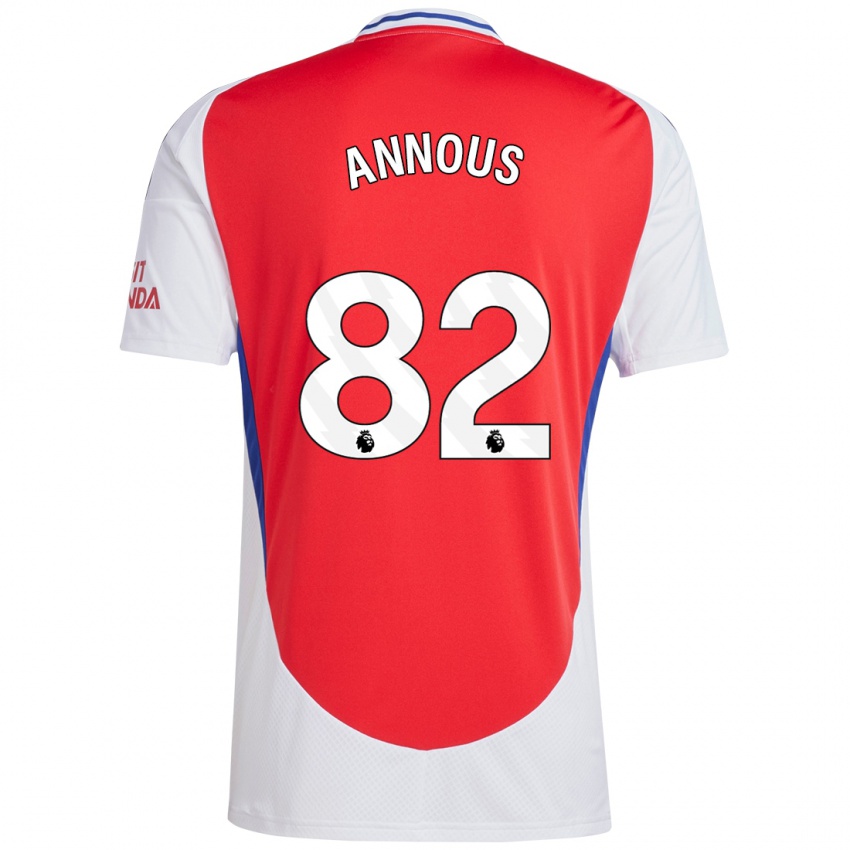 Niño Camiseta Andre Annous #82 Rojo Blanco 1ª Equipación 2024/25 La Camisa