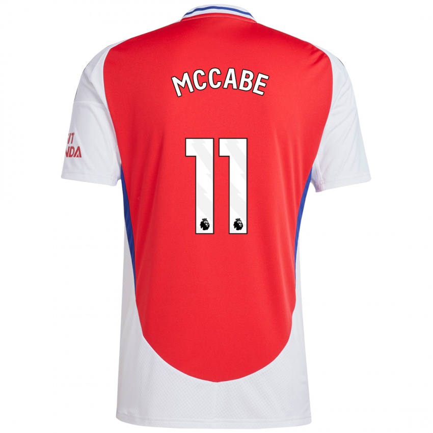 Niño Camiseta Katie Mccabe #11 Rojo Blanco 1ª Equipación 2024/25 La Camisa