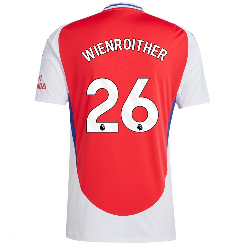 Niño Camiseta Laura Wienroither #26 Rojo Blanco 1ª Equipación 2024/25 La Camisa