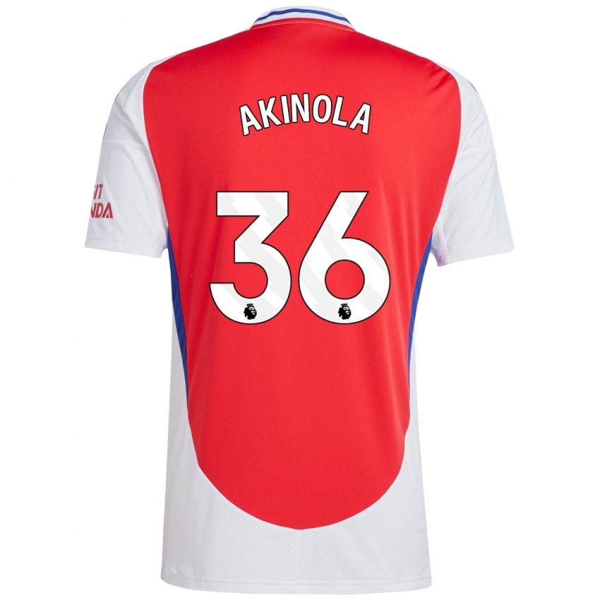 Niño Camiseta Tim Akinola #36 Rojo Blanco 1ª Equipación 2024/25 La Camisa