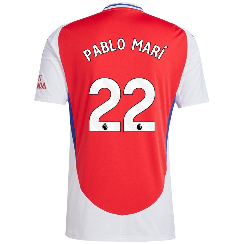 Niño Camiseta Pablo Mari #22 Rojo Blanco 1ª Equipación 2024/25 La Camisa