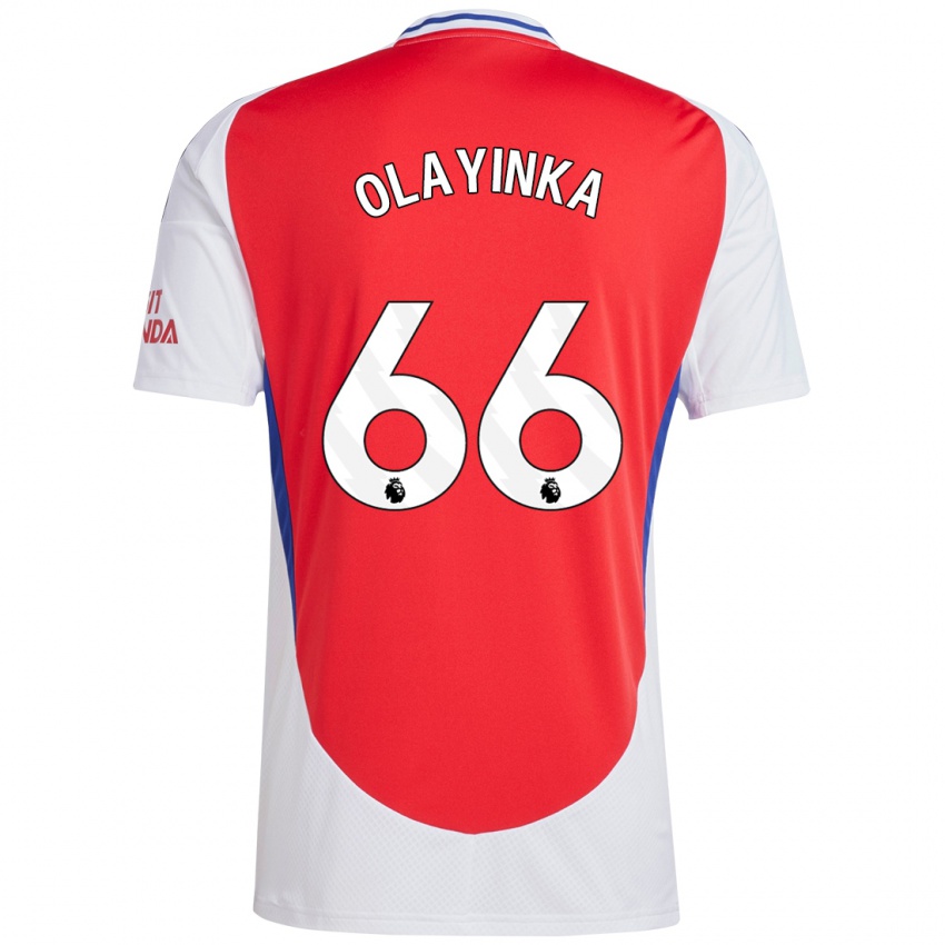 Niño Camiseta James Olayinka #66 Rojo Blanco 1ª Equipación 2024/25 La Camisa