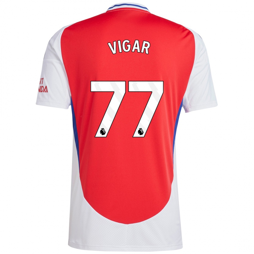 Niño Camiseta Billy Vigar #77 Rojo Blanco 1ª Equipación 2024/25 La Camisa