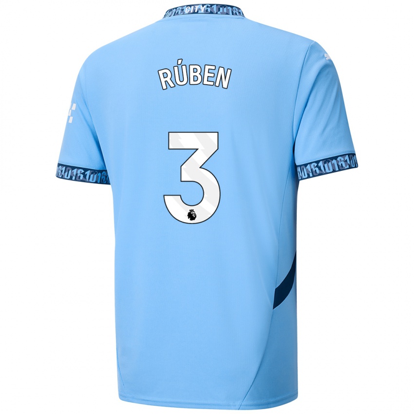 Niño Camiseta Ruben Dias #3 Azul Marino 1ª Equipación 2024/25 La Camisa