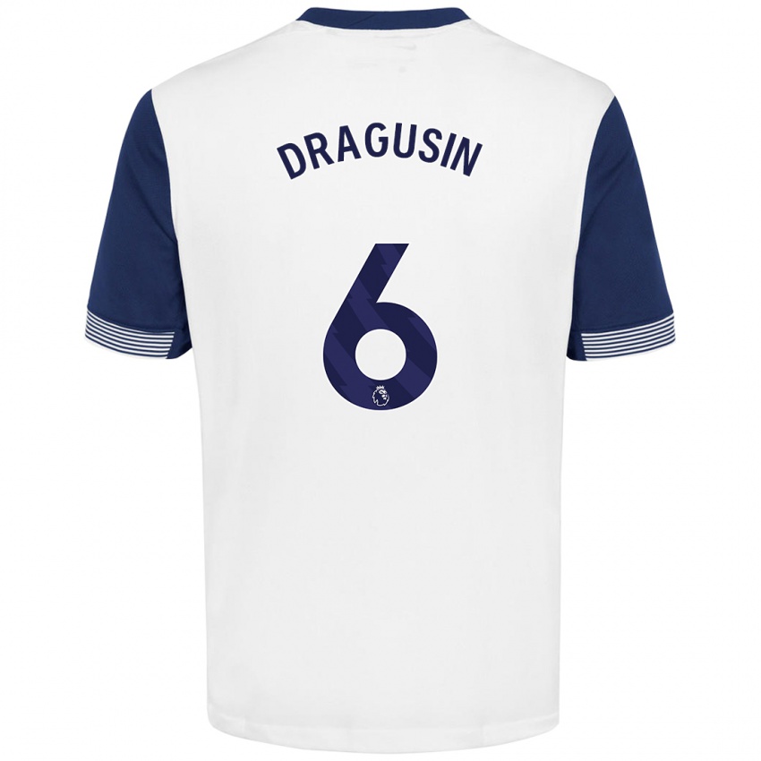 Niño Camiseta Radu Drăgușin #6 Blanco Azul 1ª Equipación 2024/25 La Camisa