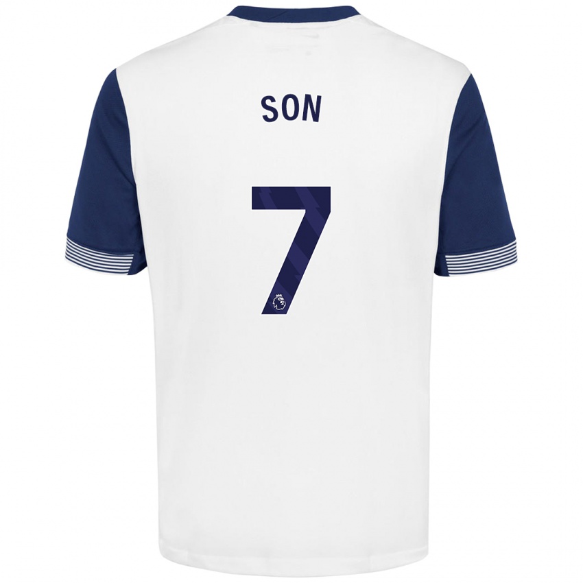 Niño Camiseta Heung-Min Son #7 Blanco Azul 1ª Equipación 2024/25 La Camisa