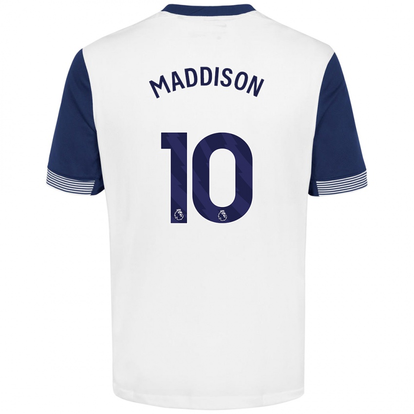 Niño Camiseta James Maddison #10 Blanco Azul 1ª Equipación 2024/25 La Camisa