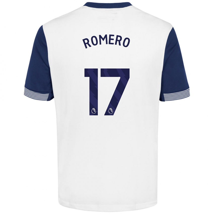 Niño Camiseta Cristian Romero #17 Blanco Azul 1ª Equipación 2024/25 La Camisa