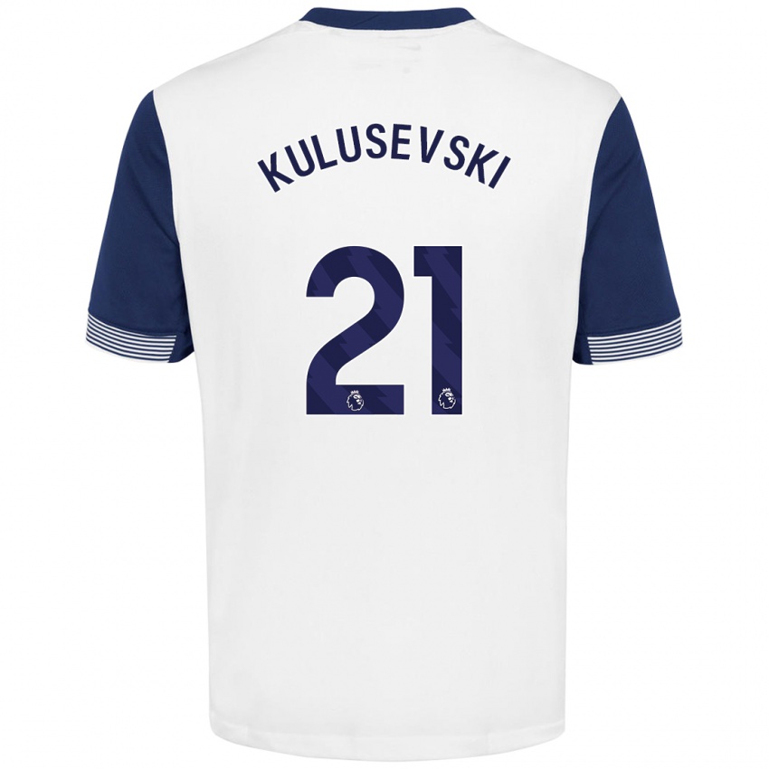 Niño Camiseta Dejan Kulusevski #21 Blanco Azul 1ª Equipación 2024/25 La Camisa