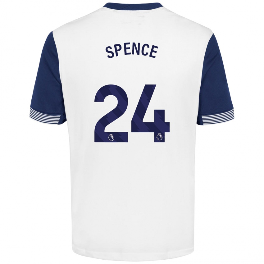 Niño Camiseta Djed Spence #24 Blanco Azul 1ª Equipación 2024/25 La Camisa