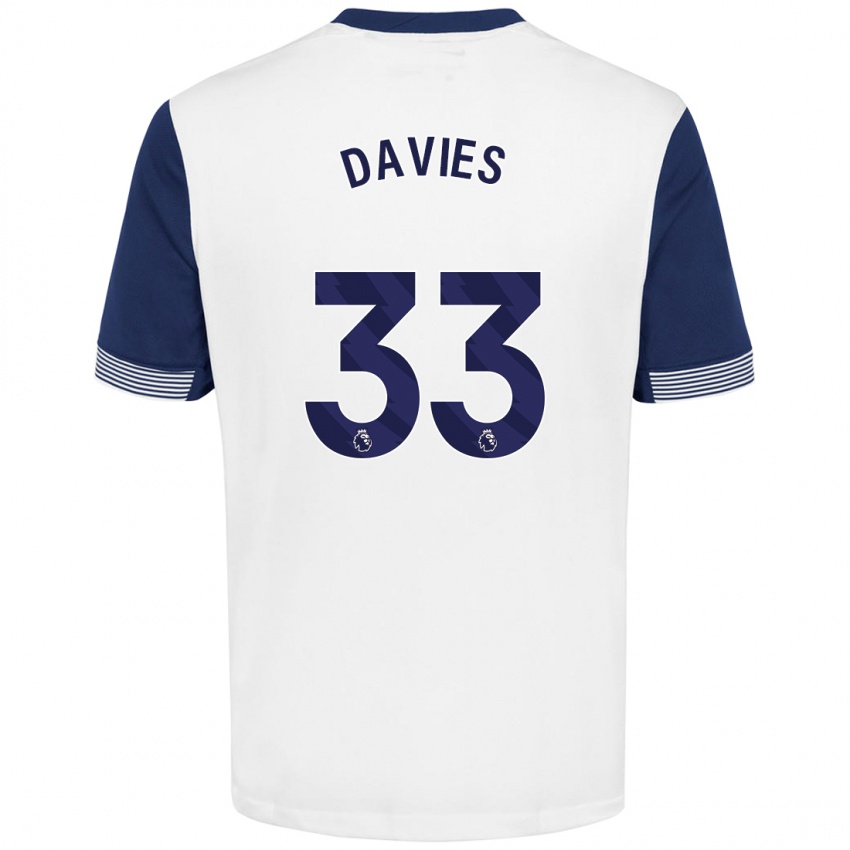 Niño Camiseta Ben Davies #33 Blanco Azul 1ª Equipación 2024/25 La Camisa