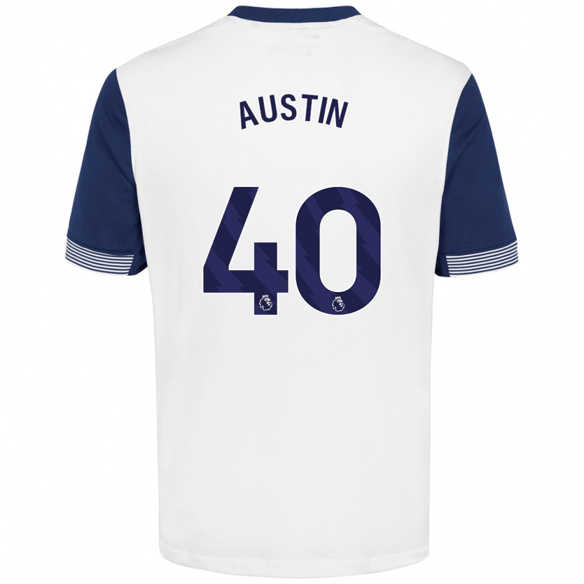 Niño Camiseta Brandon Austin #40 Blanco Azul 1ª Equipación 2024/25 La Camisa