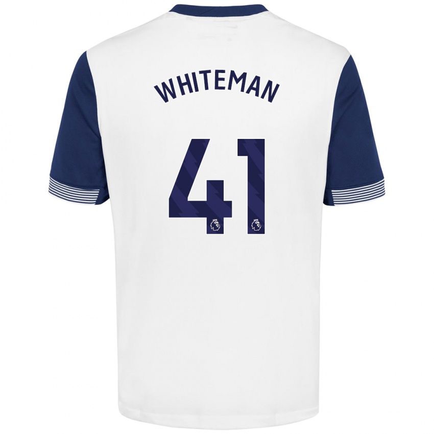 Niño Camiseta Alfie Whiteman #41 Blanco Azul 1ª Equipación 2024/25 La Camisa