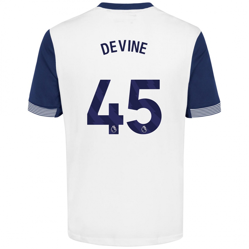 Niño Camiseta Alfie Devine #45 Blanco Azul 1ª Equipación 2024/25 La Camisa