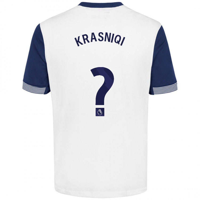 Niño Camiseta Elliot Krasniqi #0 Blanco Azul 1ª Equipación 2024/25 La Camisa