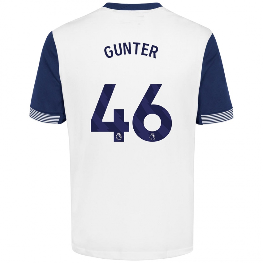 Niño Camiseta Luca Gunter #46 Blanco Azul 1ª Equipación 2024/25 La Camisa