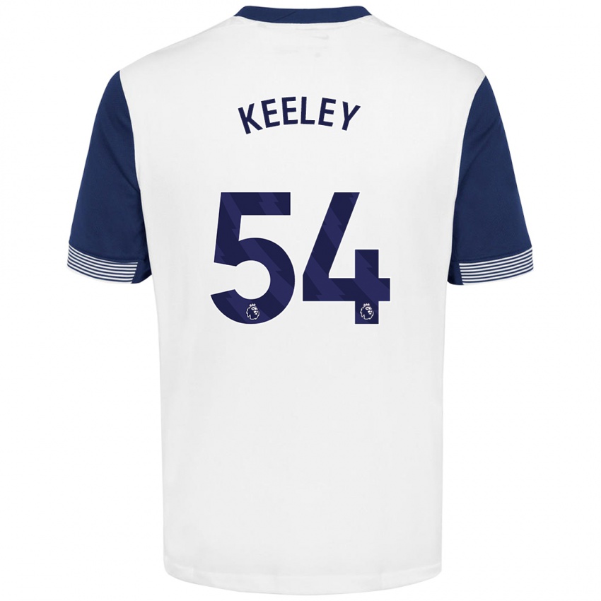 Niño Camiseta Josh Keeley #54 Blanco Azul 1ª Equipación 2024/25 La Camisa